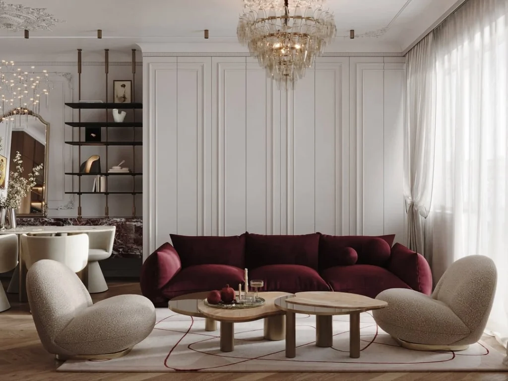 Classic burgundy living room